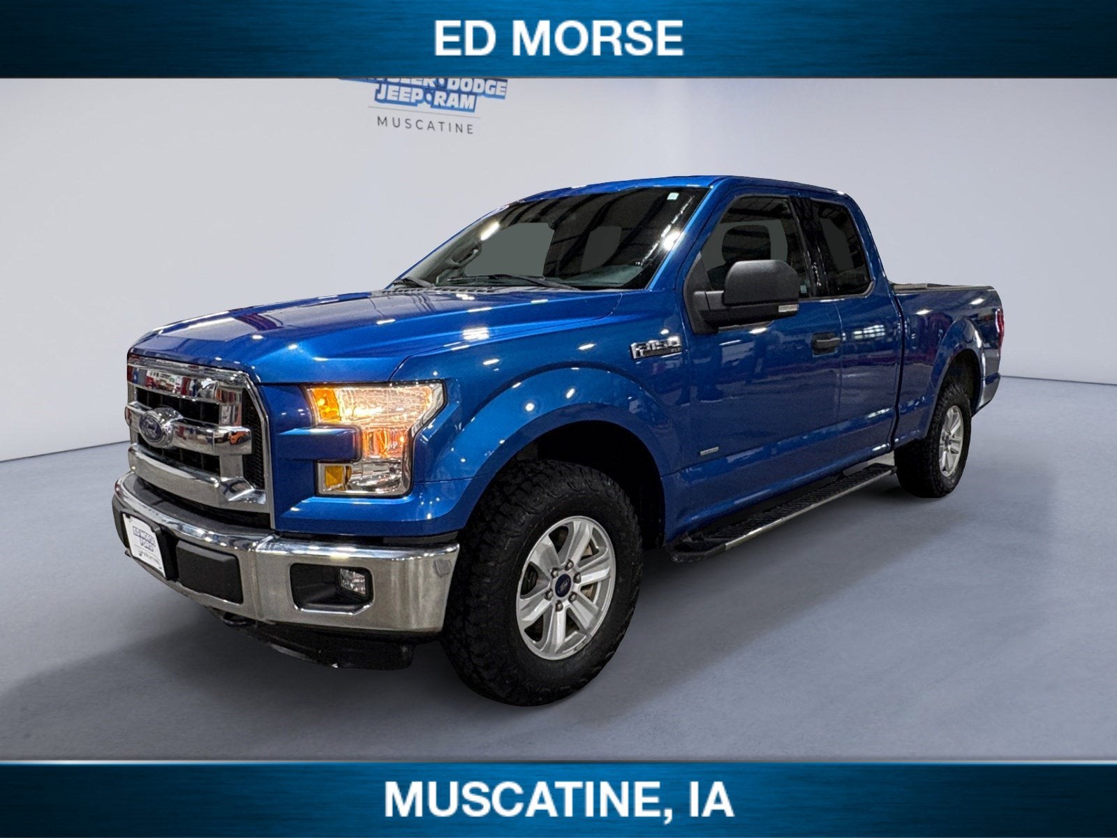 2015 Ford F-150 XLT in Blue Flame Metallic — front three-quarter view