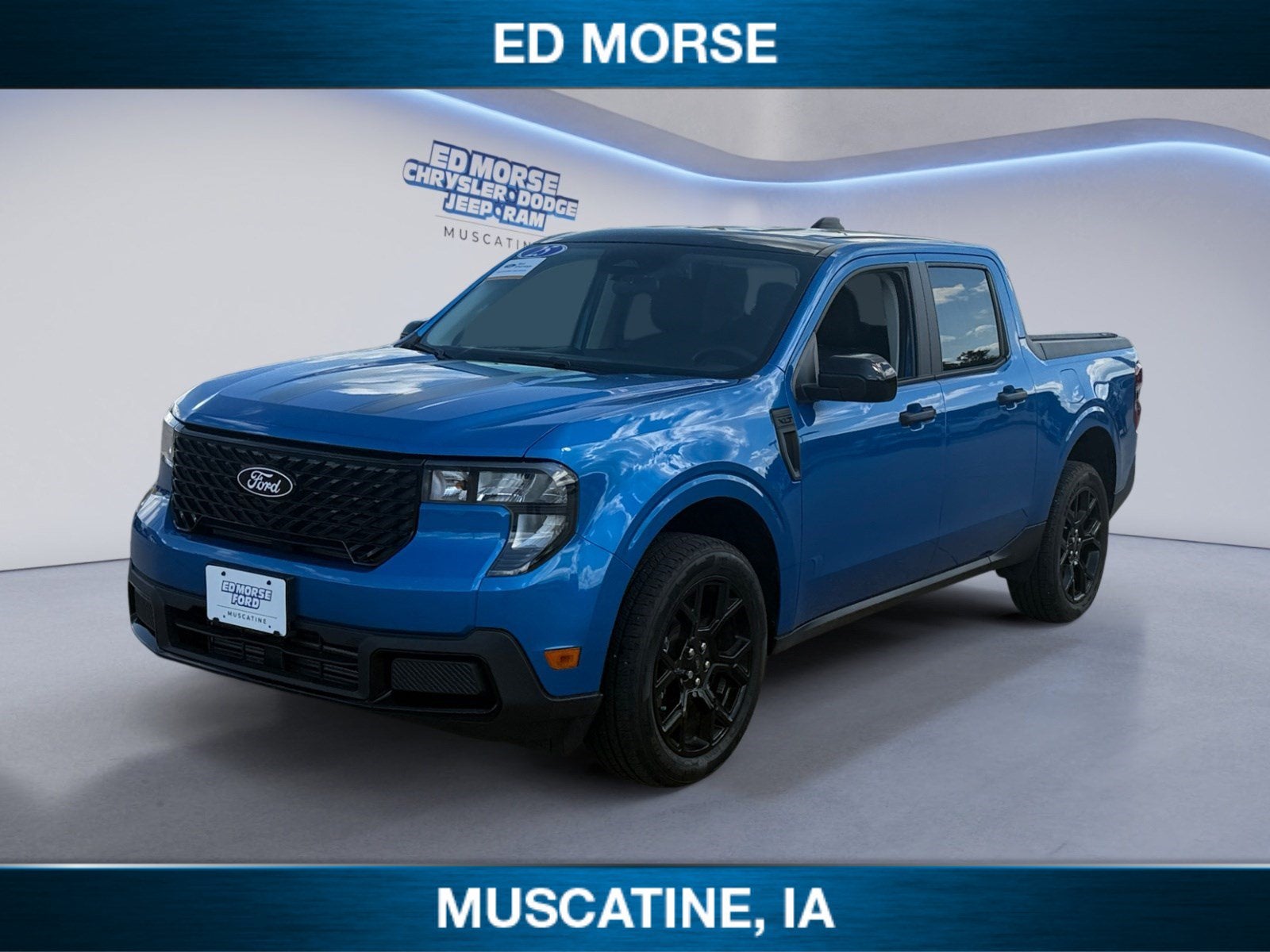 2025 Ford Maverick XLT in Velocity Blue — front three-quarter view