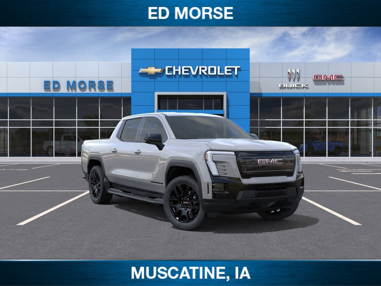 2026 GMC Sierra EV Elevation Standard Range in Thunderstorm Gray — front three-quarter view