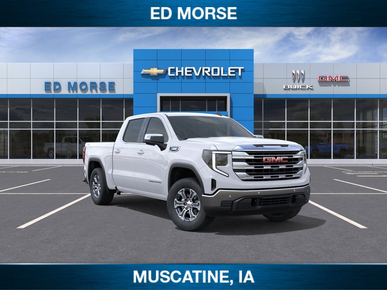 2026 GMC Sierra 1500 SLE in Summit White — front three-quarter view