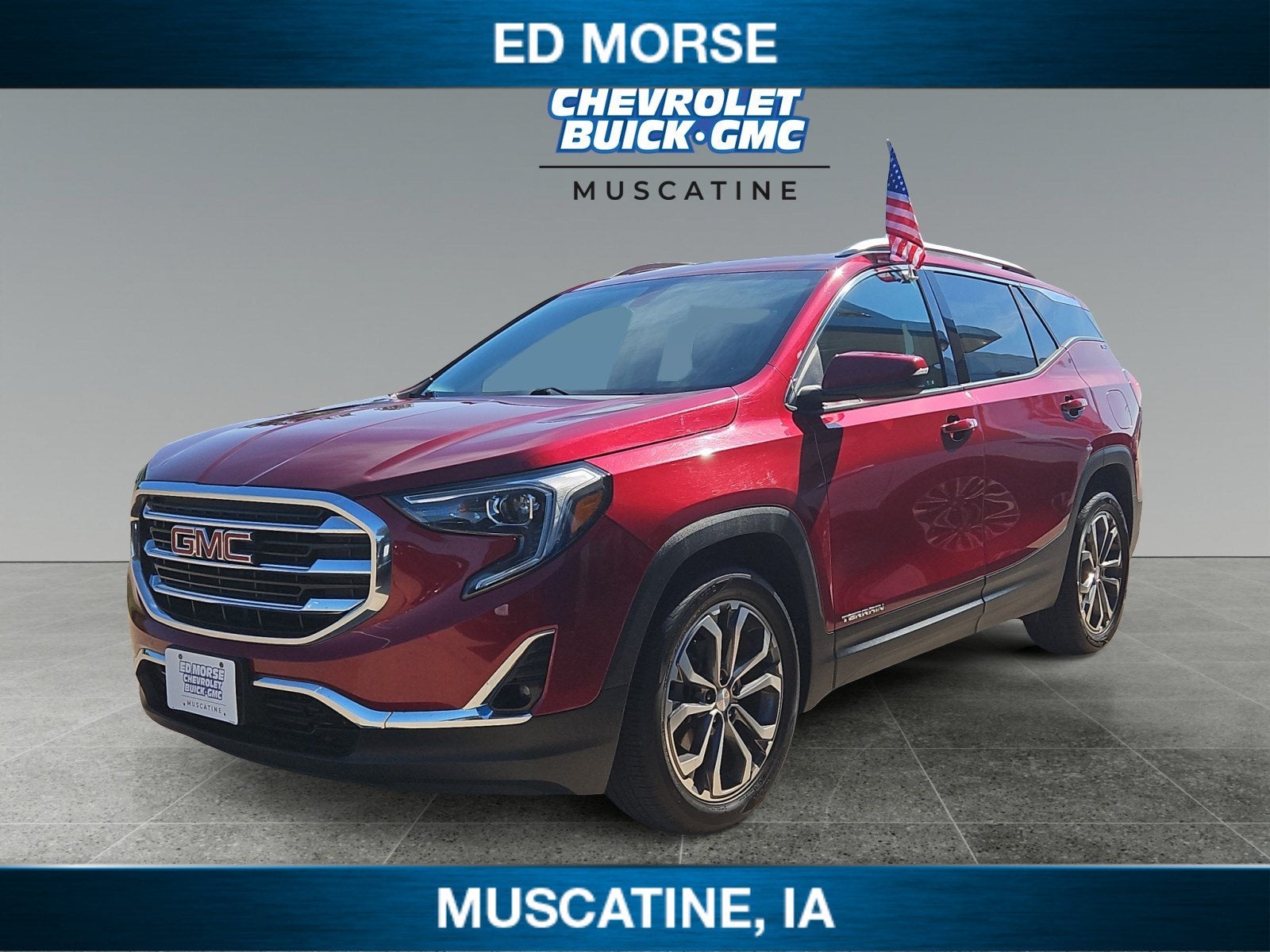 2019 GMC Terrain SLT in Red Quartz Tintcoat — front three-quarter view