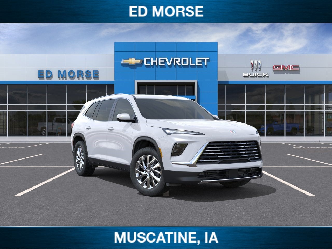 2026 Buick Enclave Preferred in Summit White — front three-quarter view