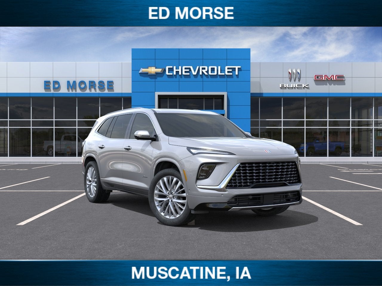 2026 Buick Enclave Avenir in Moonstone Gray Metallic — front three-quarter view