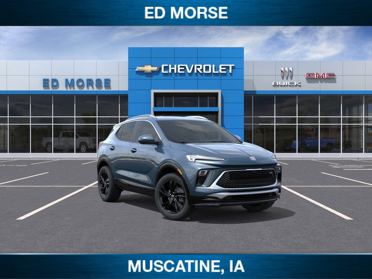 2026 Buick Encore GX Sport Touring in Ocean Blue Metallic — front three-quarter view